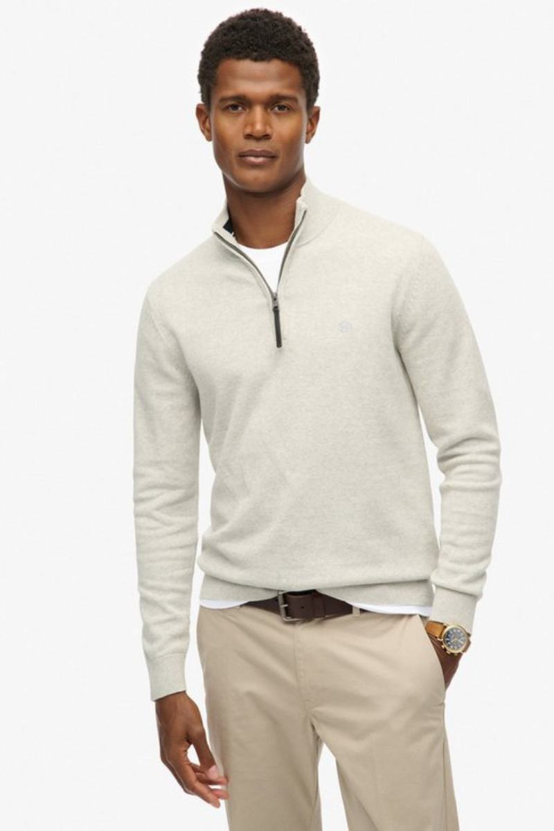 Superdry Essential Cotton Half Zip Grey