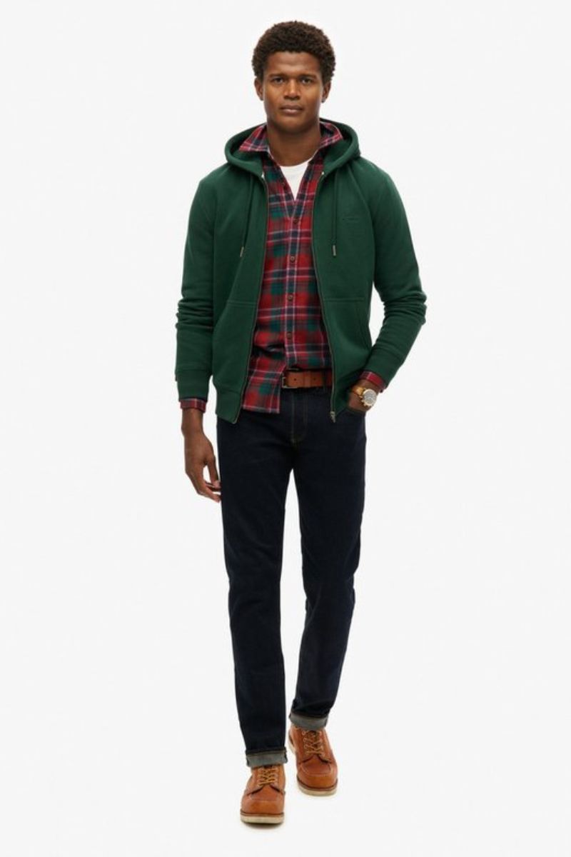 Superdry Essential Logo Zip Hoodie Green