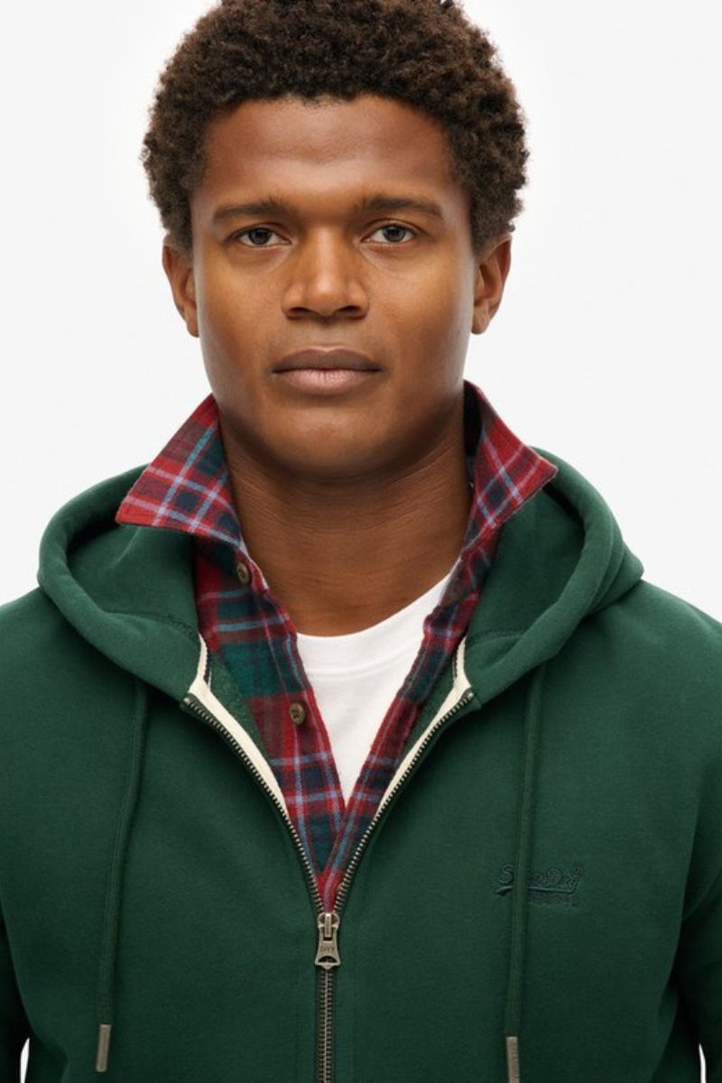 Superdry Essential Logo Zip Hoodie Green