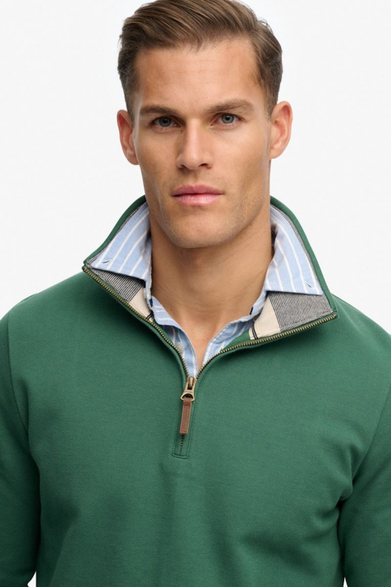 Superdry Essential Pique Half Zip Jumper Green