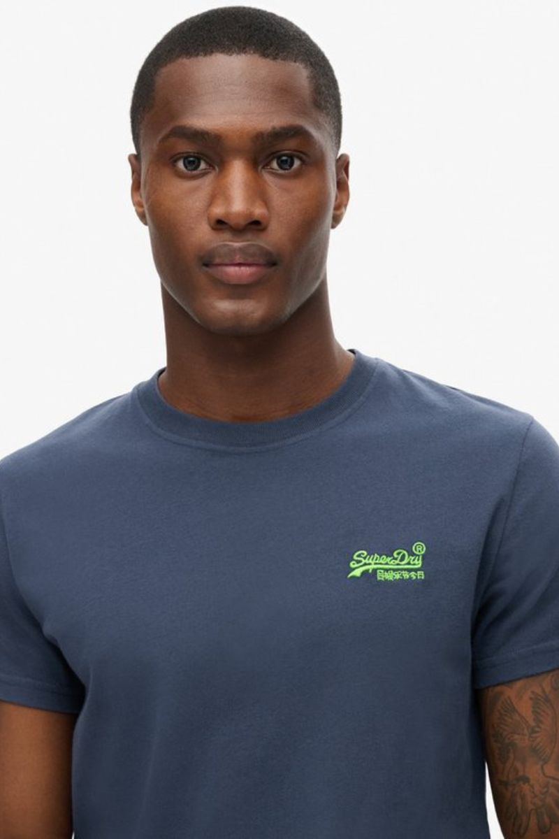 Superdry Essential Logo T-Shirt Navy Lime