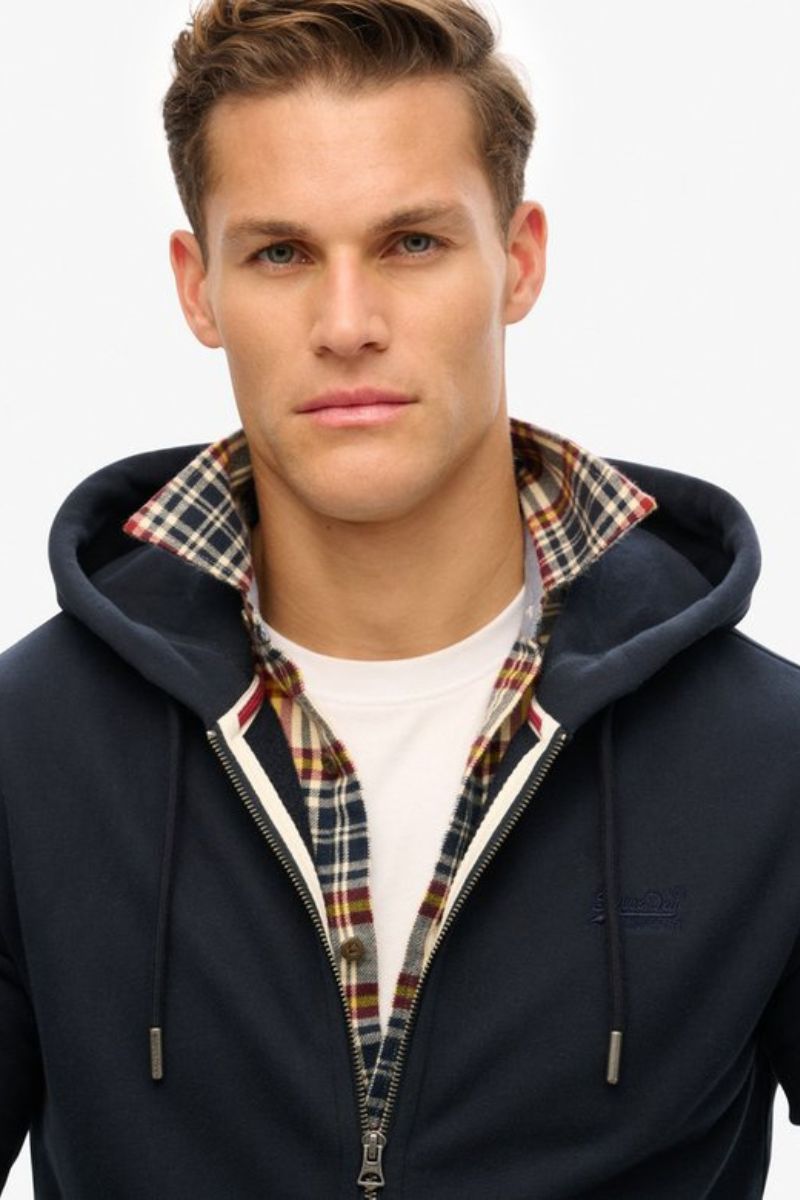 Superdry Essential Logo Zip Hoodie Navy