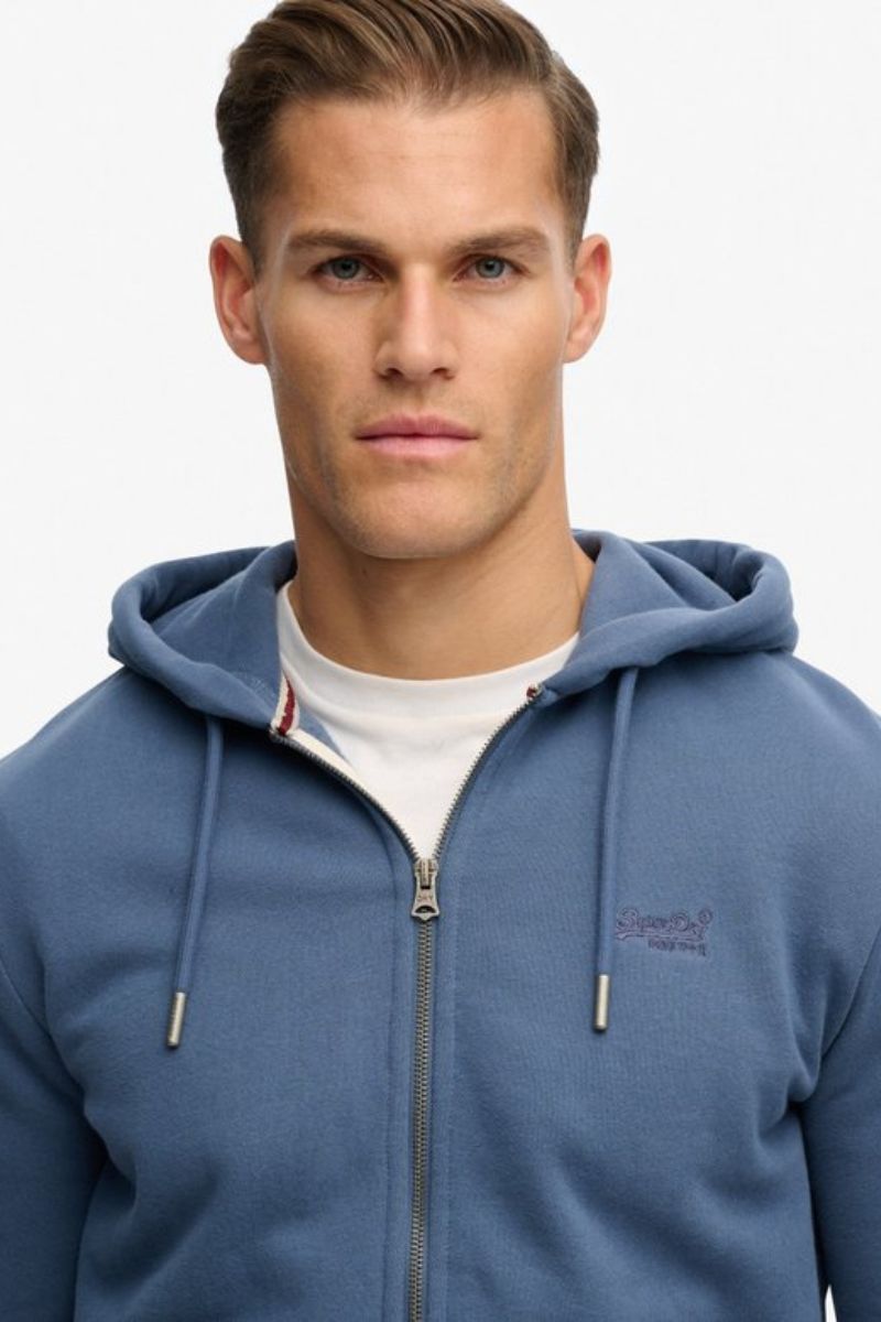 Superdry Essential Logo Zip Hoodie Indigo