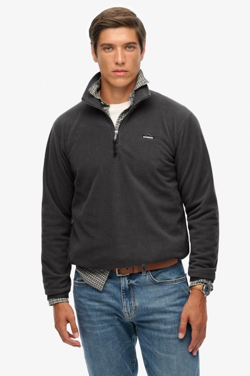 Superdry Polar Fleece Half Zip Jumper Charcoal
