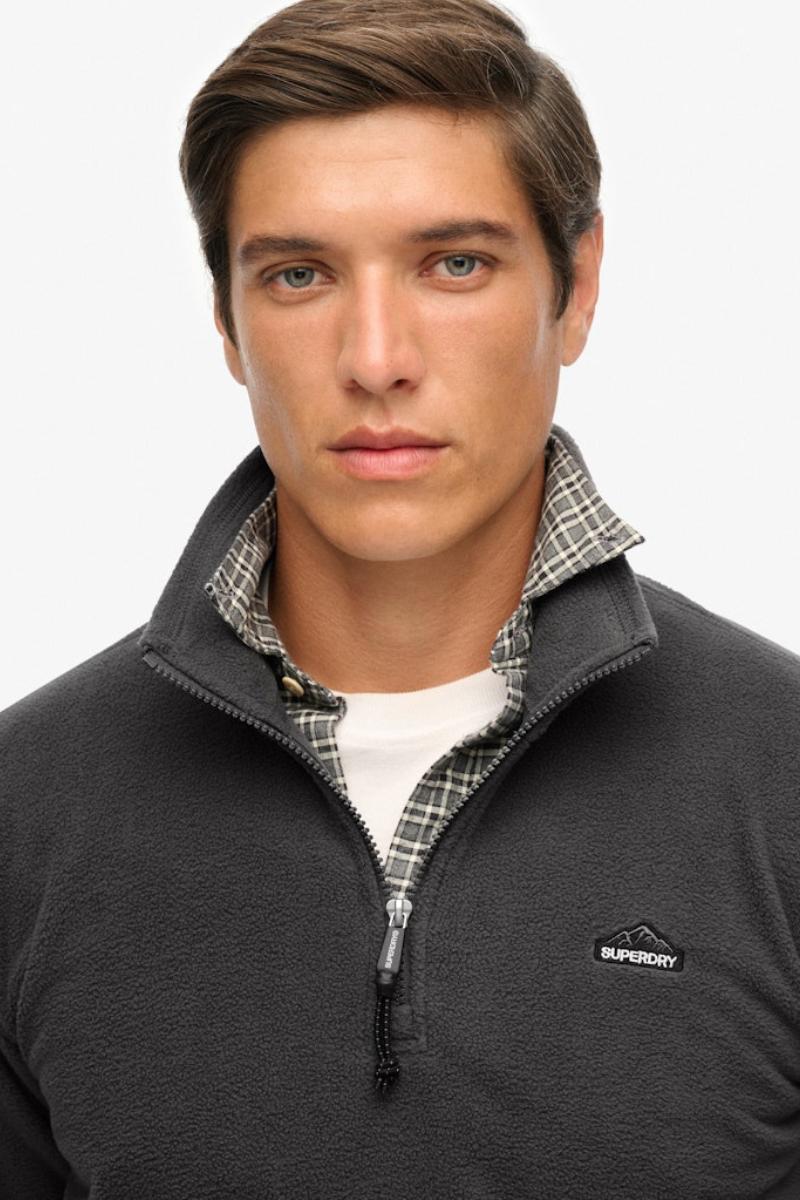 Superdry Polar Fleece Half Zip Jumper Charcoal