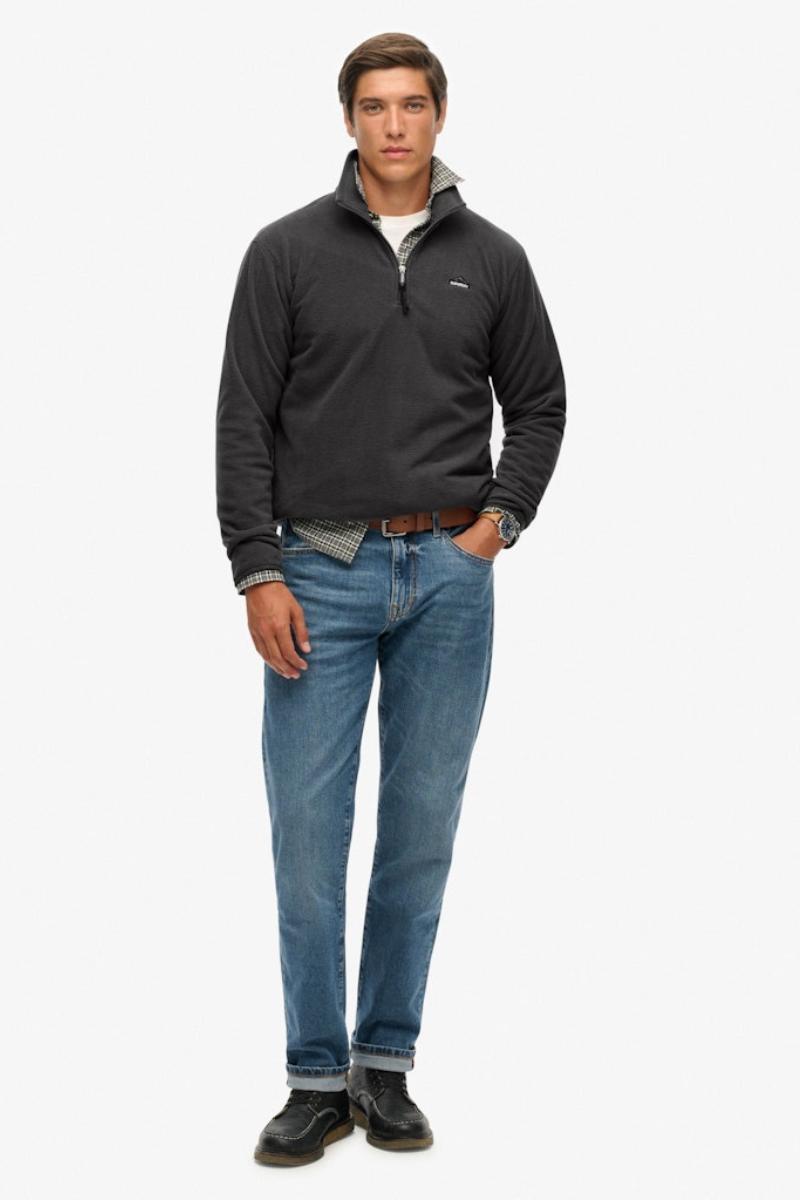 Superdry Polar Fleece Half Zip Jumper Charcoal