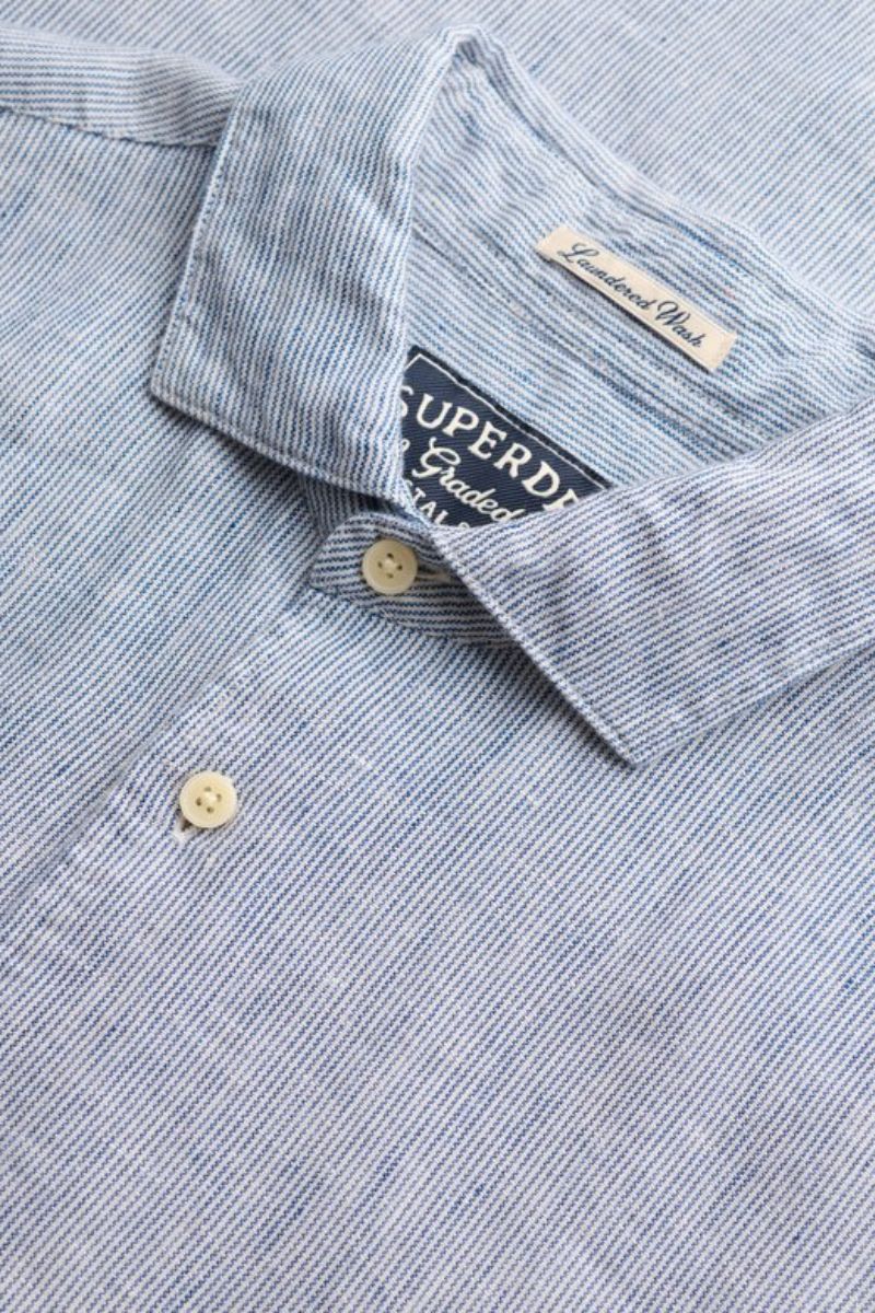 Superdry Riviera SS Linen Shirt Navy Stripe
