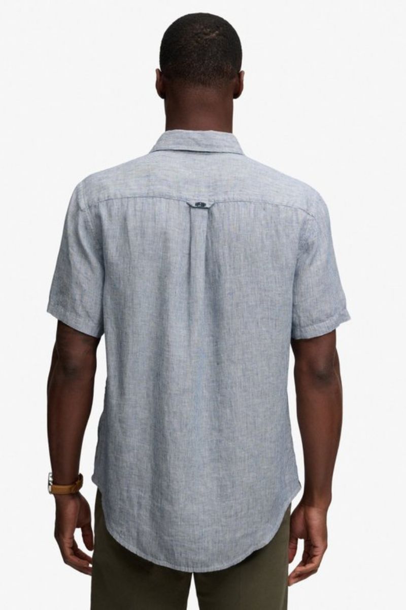 Superdry Riviera SS Linen Shirt Navy Stripe