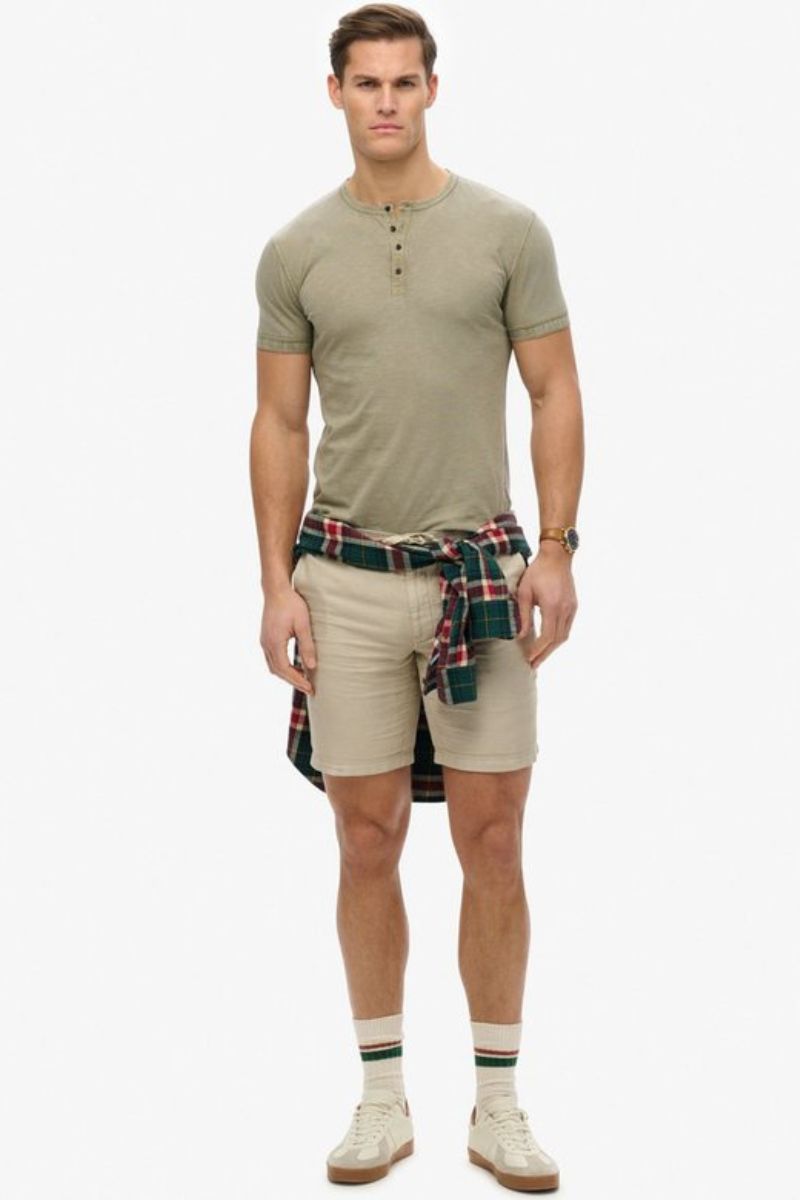 Superdry Slub SS Grandad Khaki Green