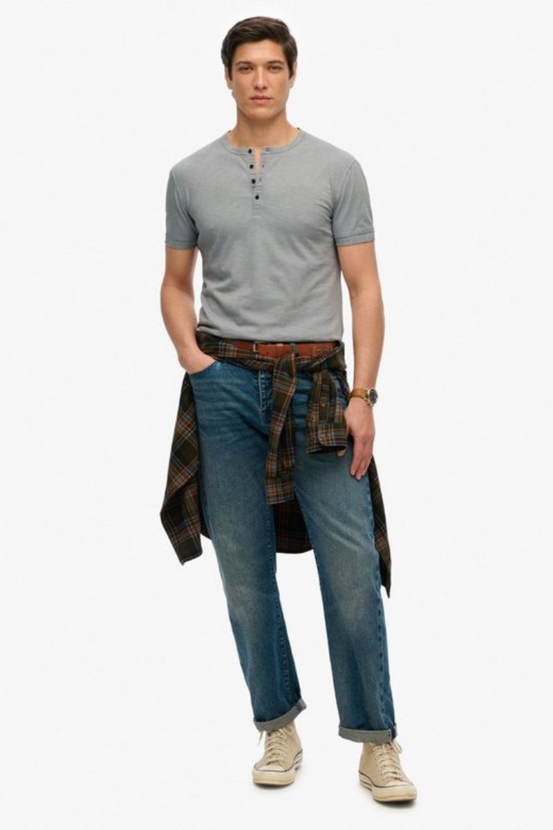 Superdry Slub SS Grandad Steel Grey