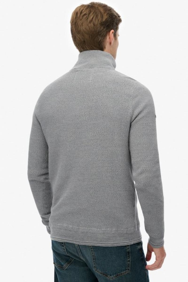 Superdry Cotton Texture Half Zip Grey