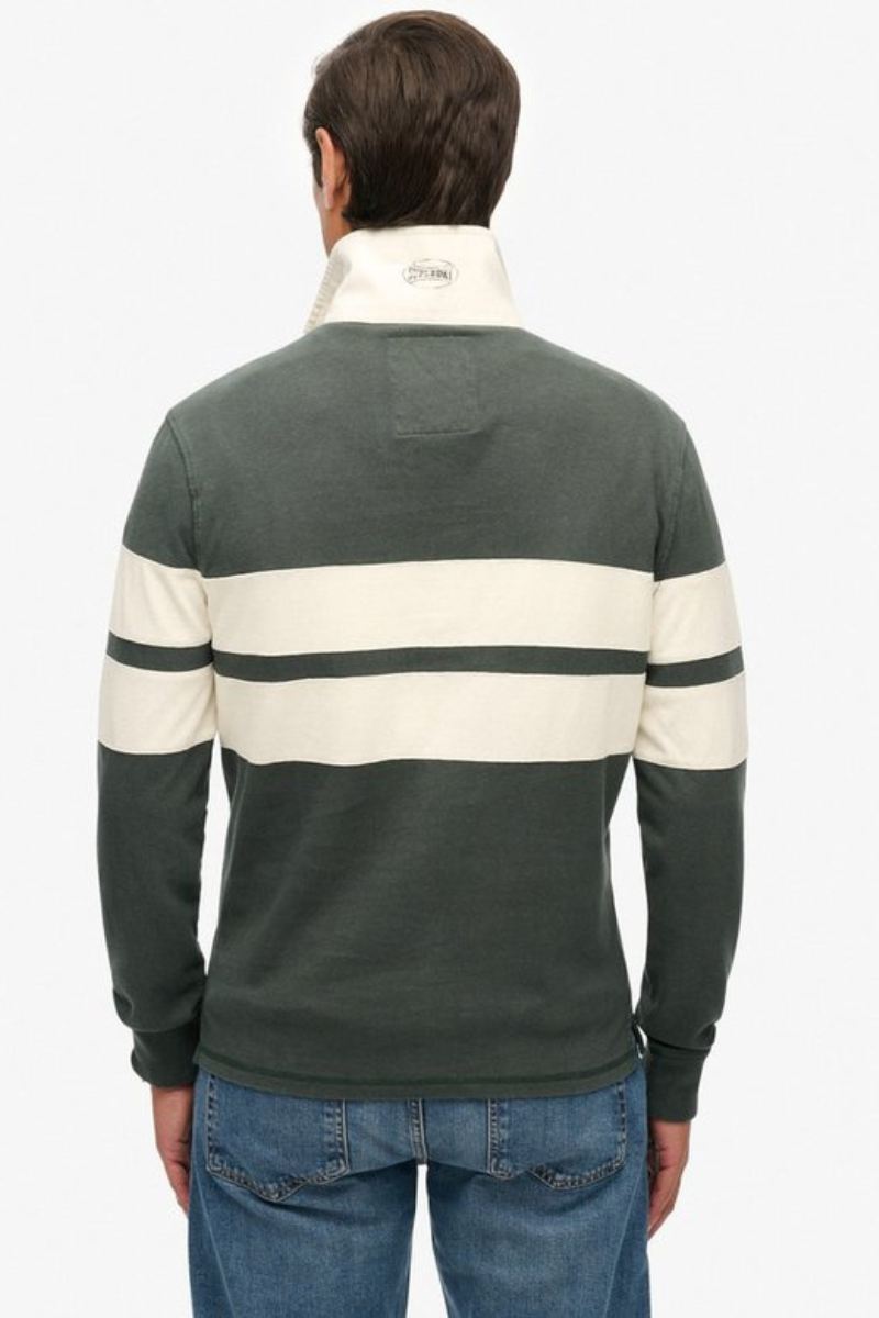 Superdry Vintage Stripe Rugby Top Green