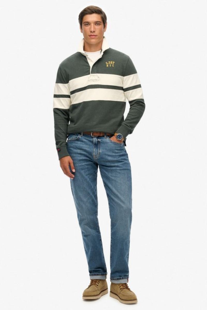Superdry Vintage Stripe Rugby Top Green