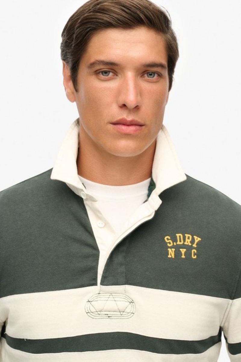Superdry Vintage Stripe Rugby Top Green