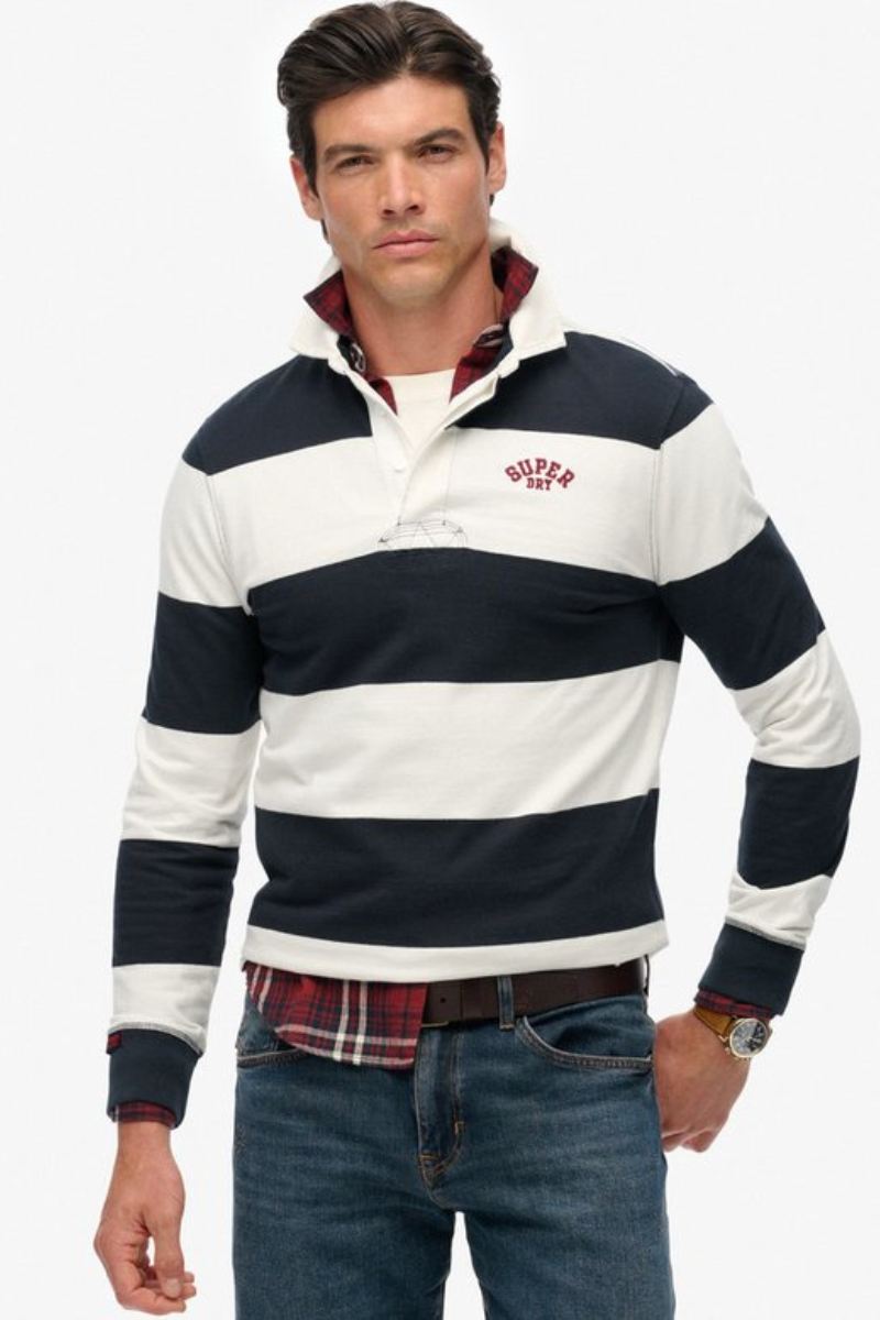 Superdry Vintage Stripe Rugby Top Ecru