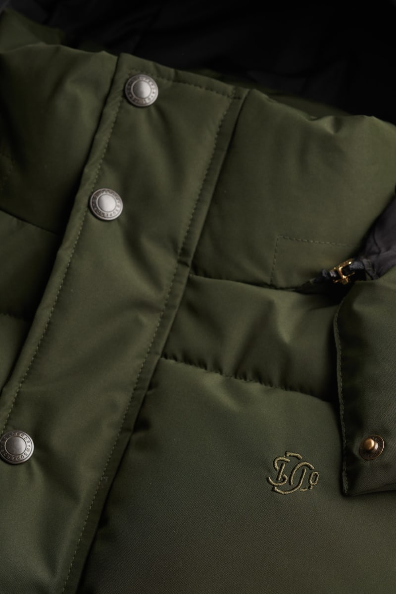 Superdry Premium Hooded Puffer Jacket - Surplus Goods Olive Green