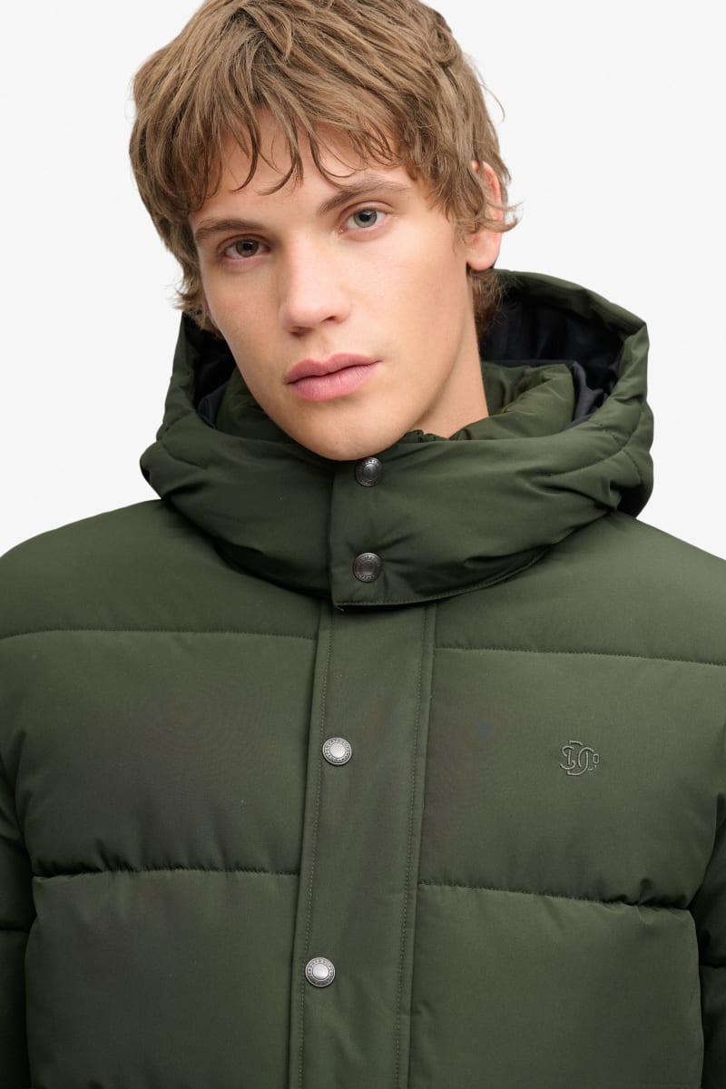 Superdry Premium Hooded Puffer Jacket - Surplus Goods Olive Green