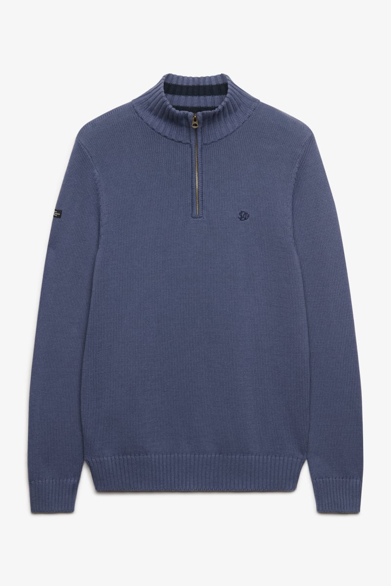 Superdry M6110764A Cotton Half Zip Knit Jumper Soft Navy