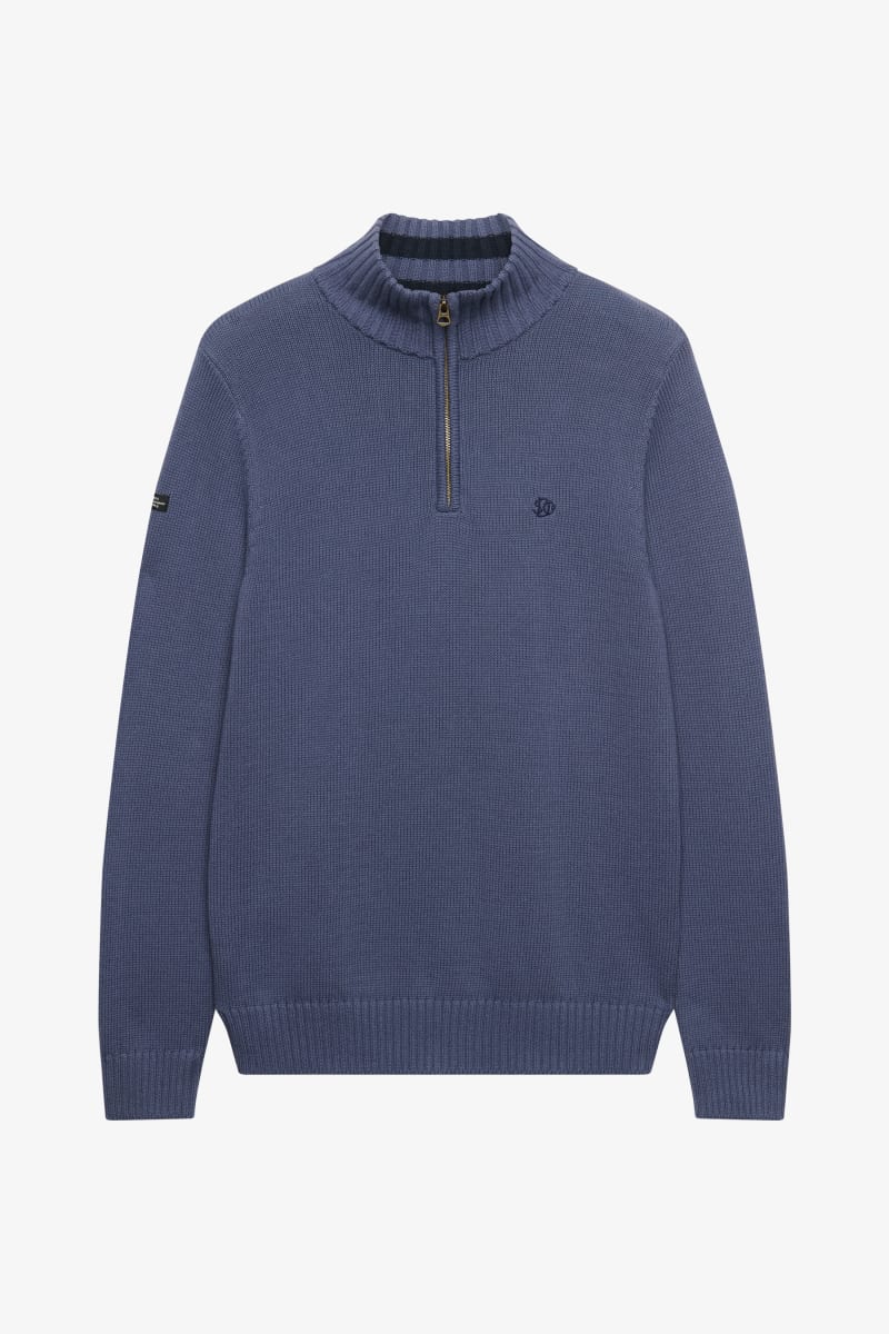 Superdry M6110764A Cotton Half Zip Knit Jumper Soft Navy