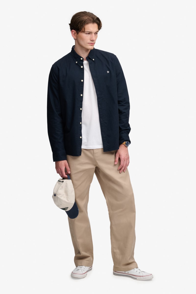 Superdry Preppy Oxford Long Sleeve Shirt - Eclipse Navy