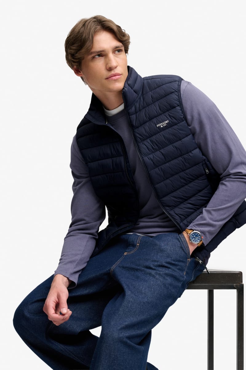 Superdry Fuji Lite Padded Gilet in Eclipse Navy