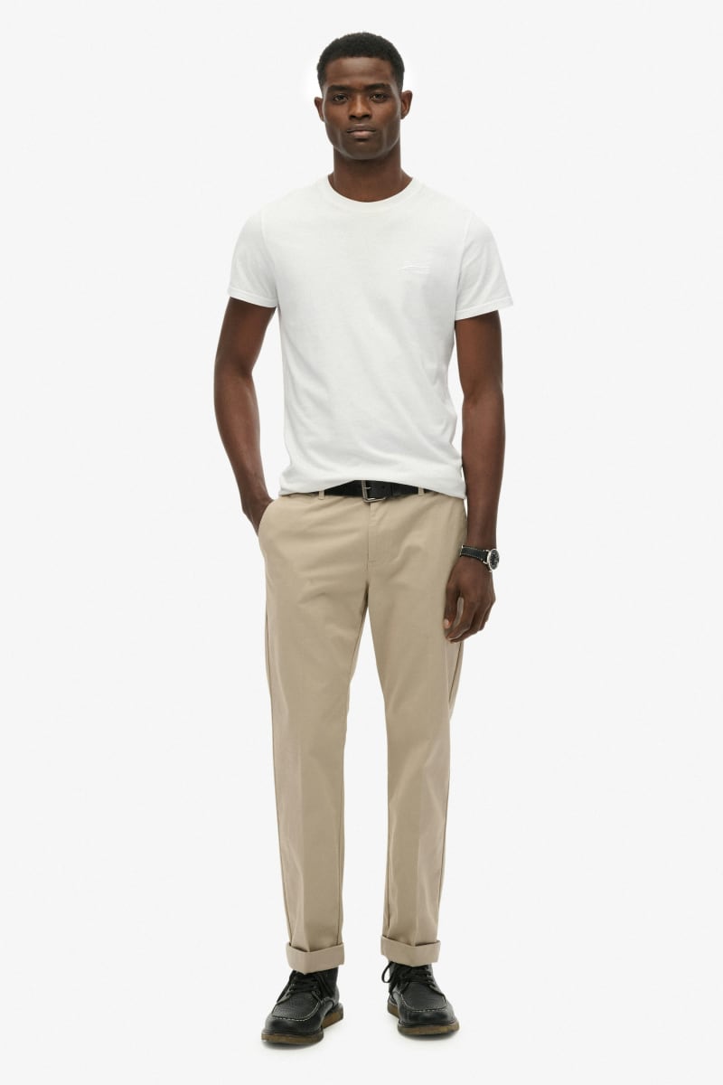 Superdry Premium Regular Chino in Sandstone Brown, front view
