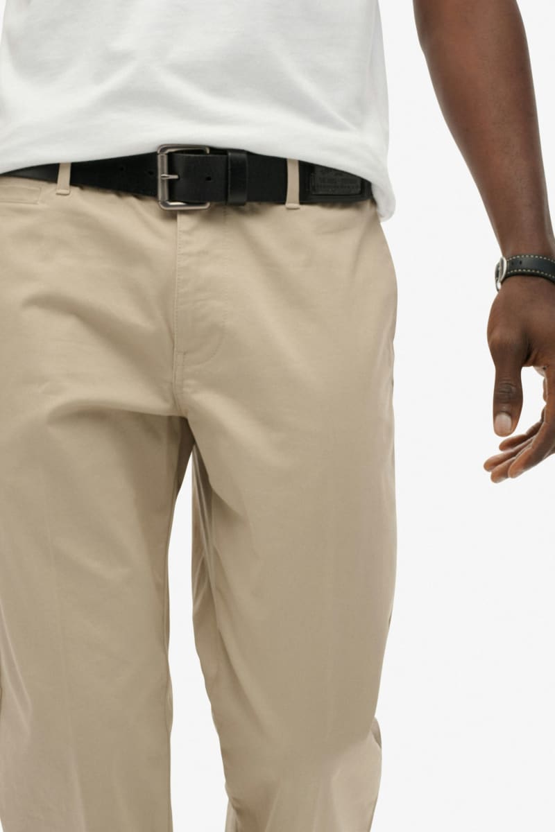 Superdry Premium Regular Chino in Sandstone Brown, fabric detail