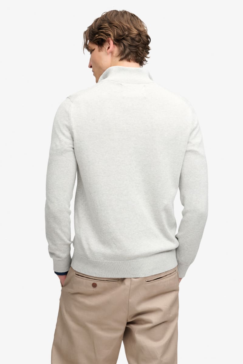 Superdry Prep Essential Cotton Half Zip Knit in Lightning Grey Marl, knit detail