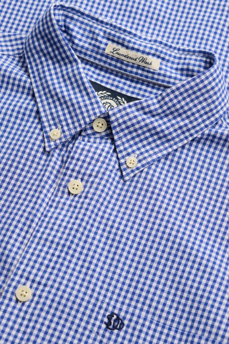 Superdry M4011107A Preppy Poplin Long Sleeve Shirt Montauk Navy Gingham