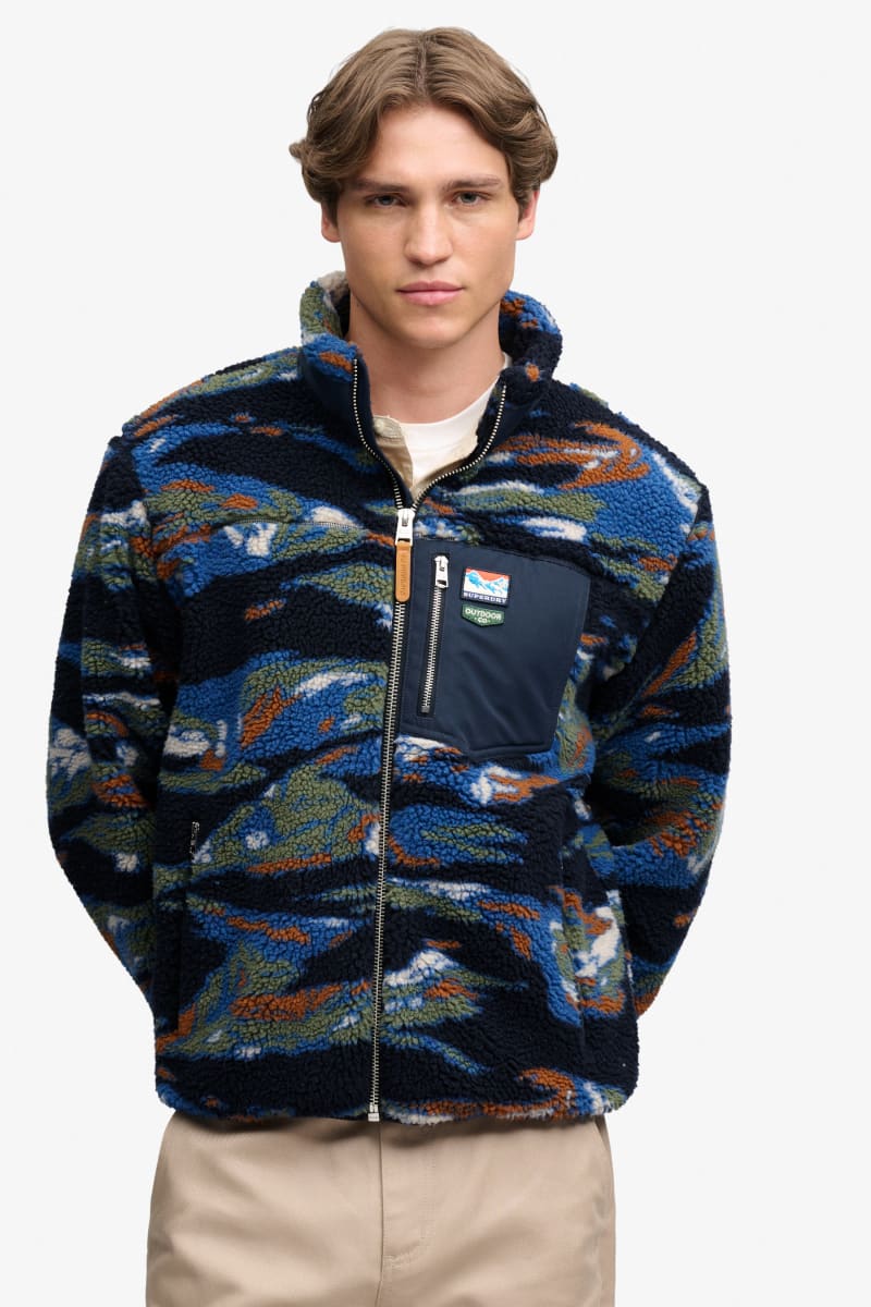 Superdry Terrain Zip Through Fleece in Navy Terrain