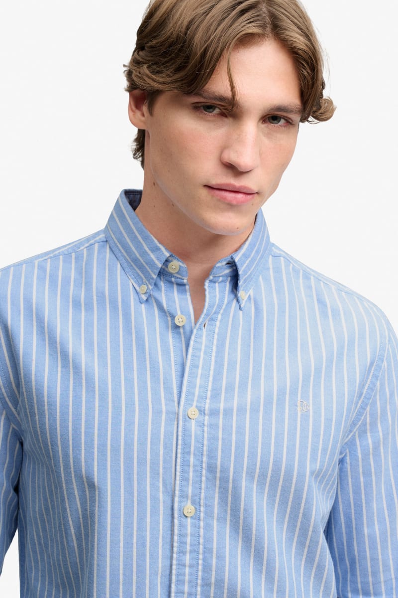 Superdry Preppy Oxford Long Sleeve Shirt in Broker Blue Stripe