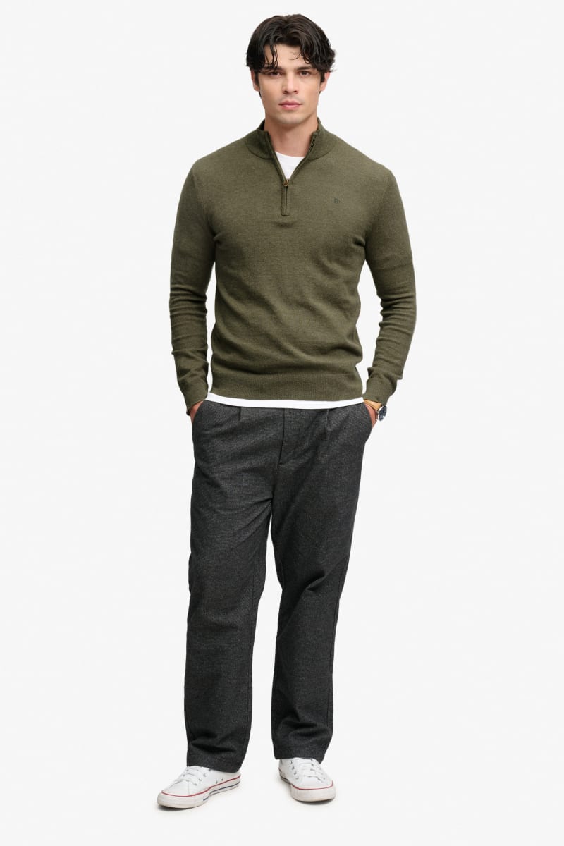 Superdry M6110783A Essential Lightweight Wool Blend Half Zip Lichen Green Marl — view 7