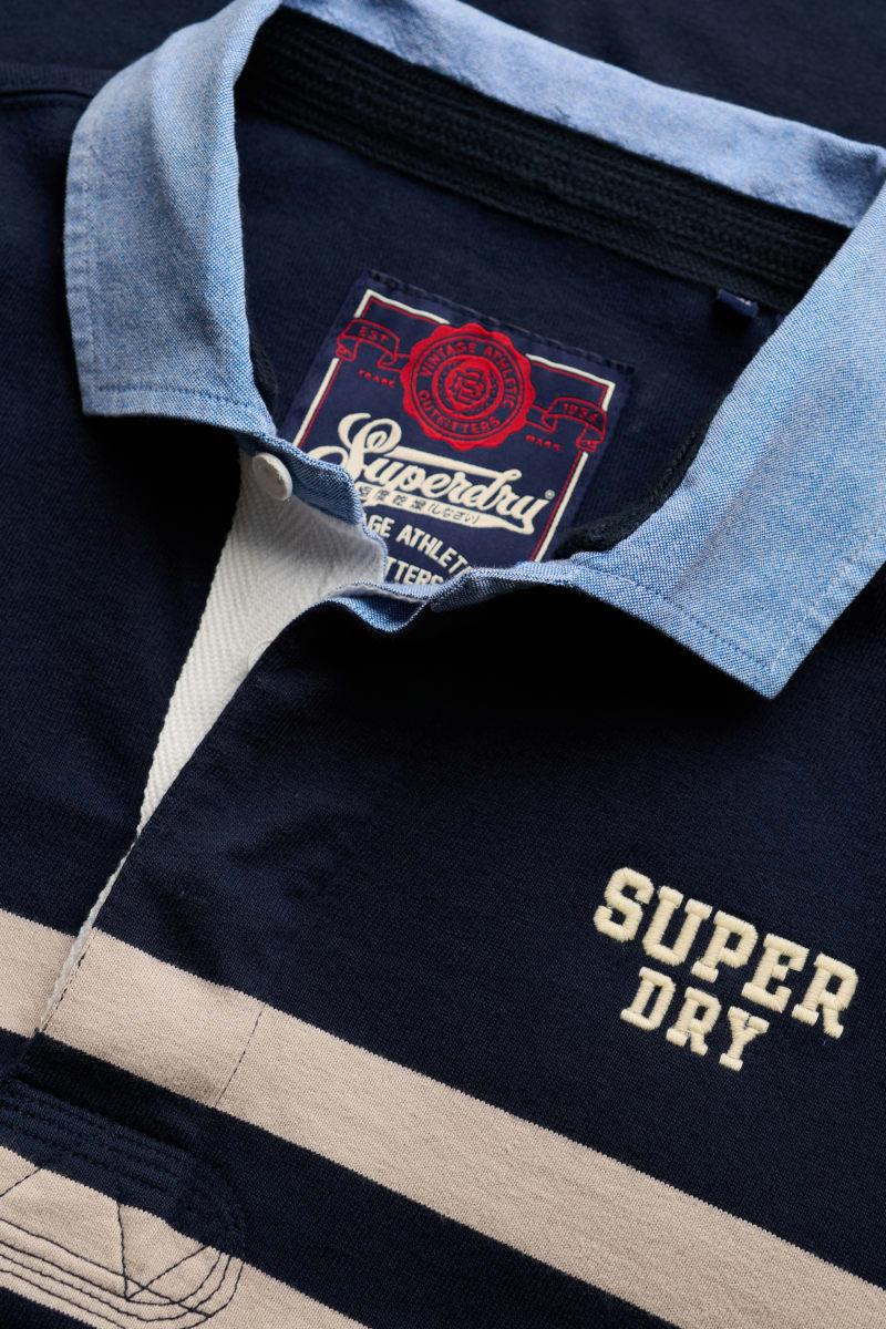 Superdry M1110480A Relaxed Fit Vintage Chestband Rugby Top Navy