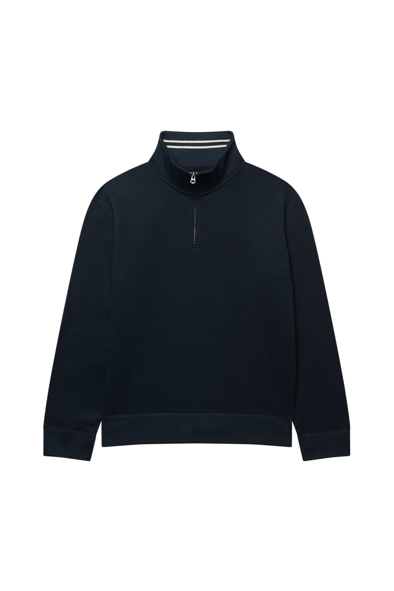 Superdry Essential Serif Logo Half Zip Sweatshirt in Dark Navy