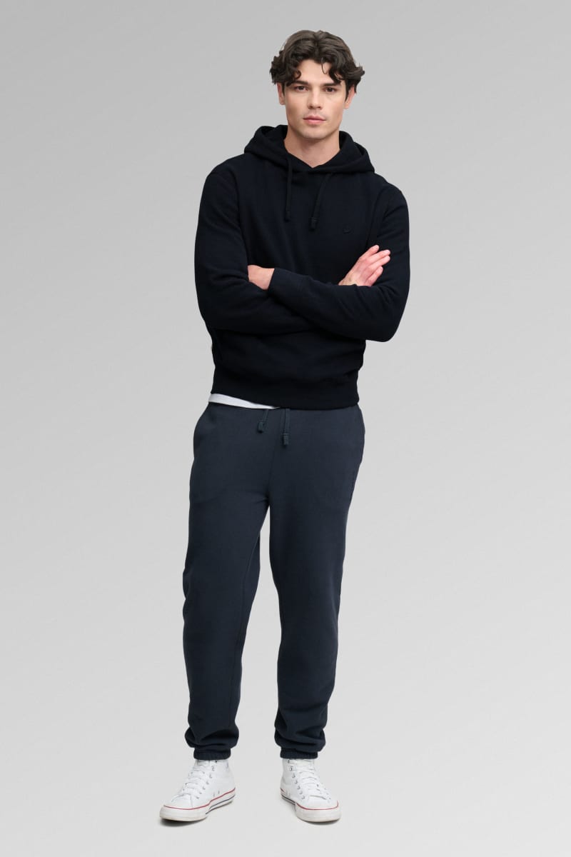 Superdry Essential Logo Hoodie in Dark Navy, fabric detail