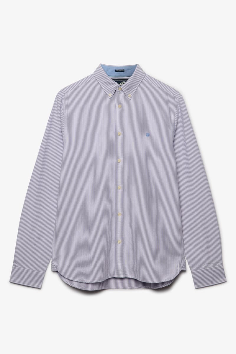Superdry Preppy Oxford Long Sleeve Shirt in Lilac Mini Stripe