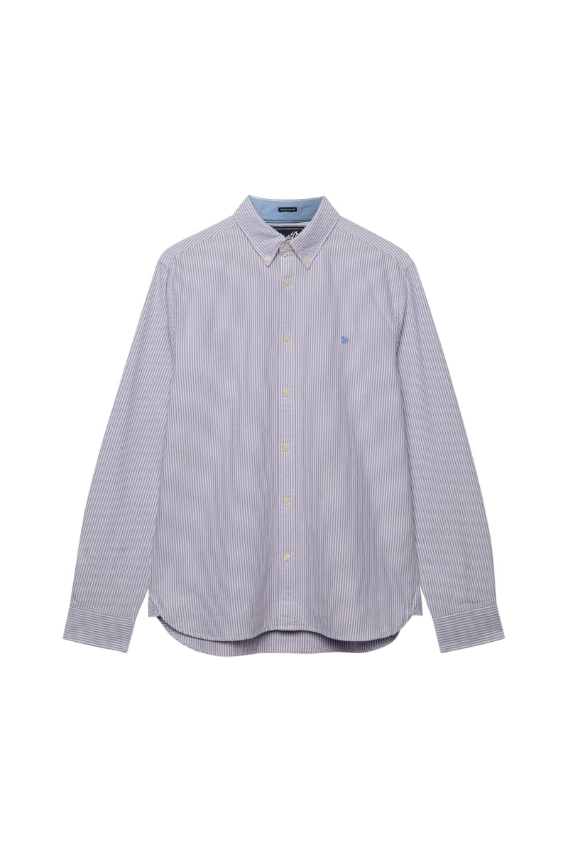 Superdry Preppy Oxford Long Sleeve Shirt in Lilac Mini Stripe
