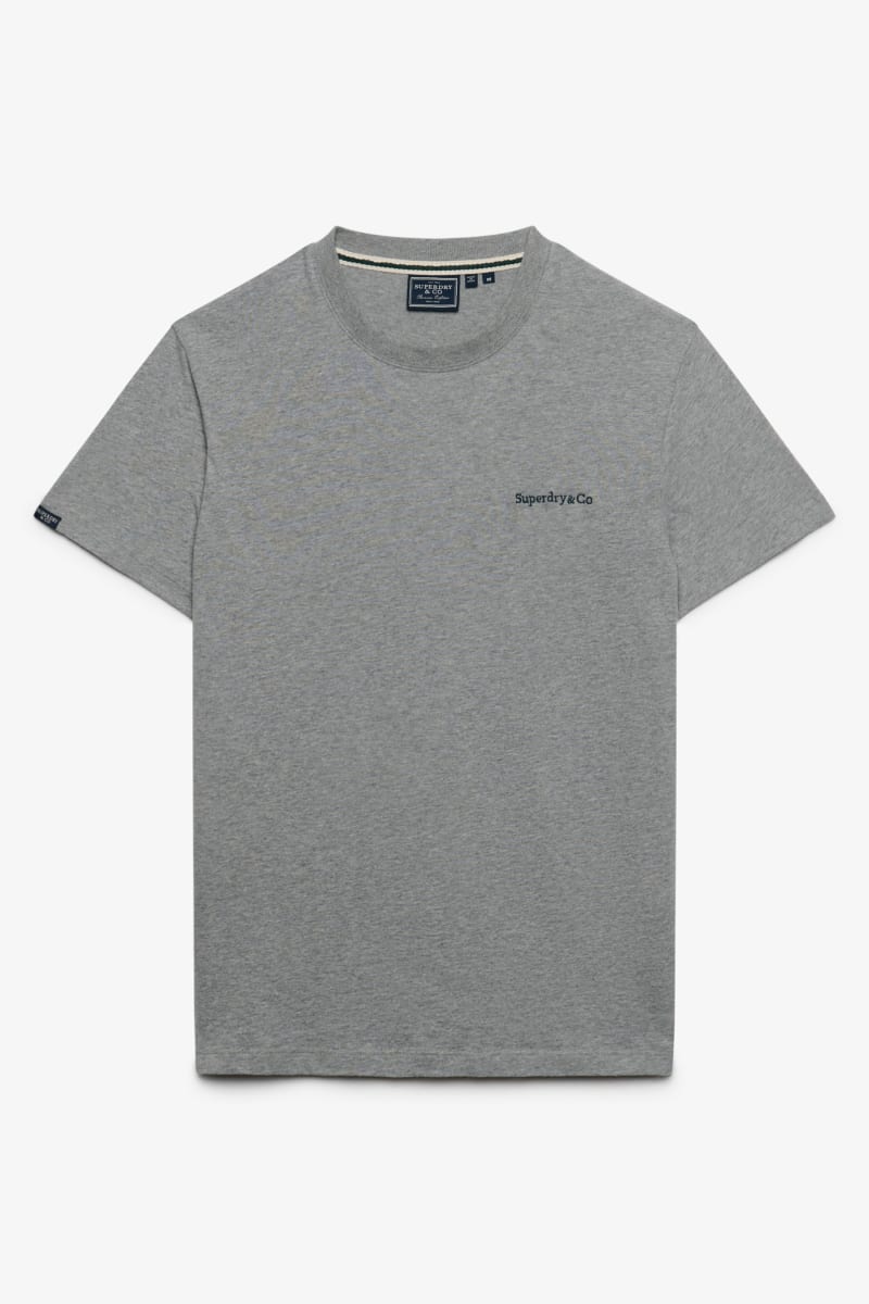 Superdry Essential Company Logo Tee - Sleet Grey Marl/Green