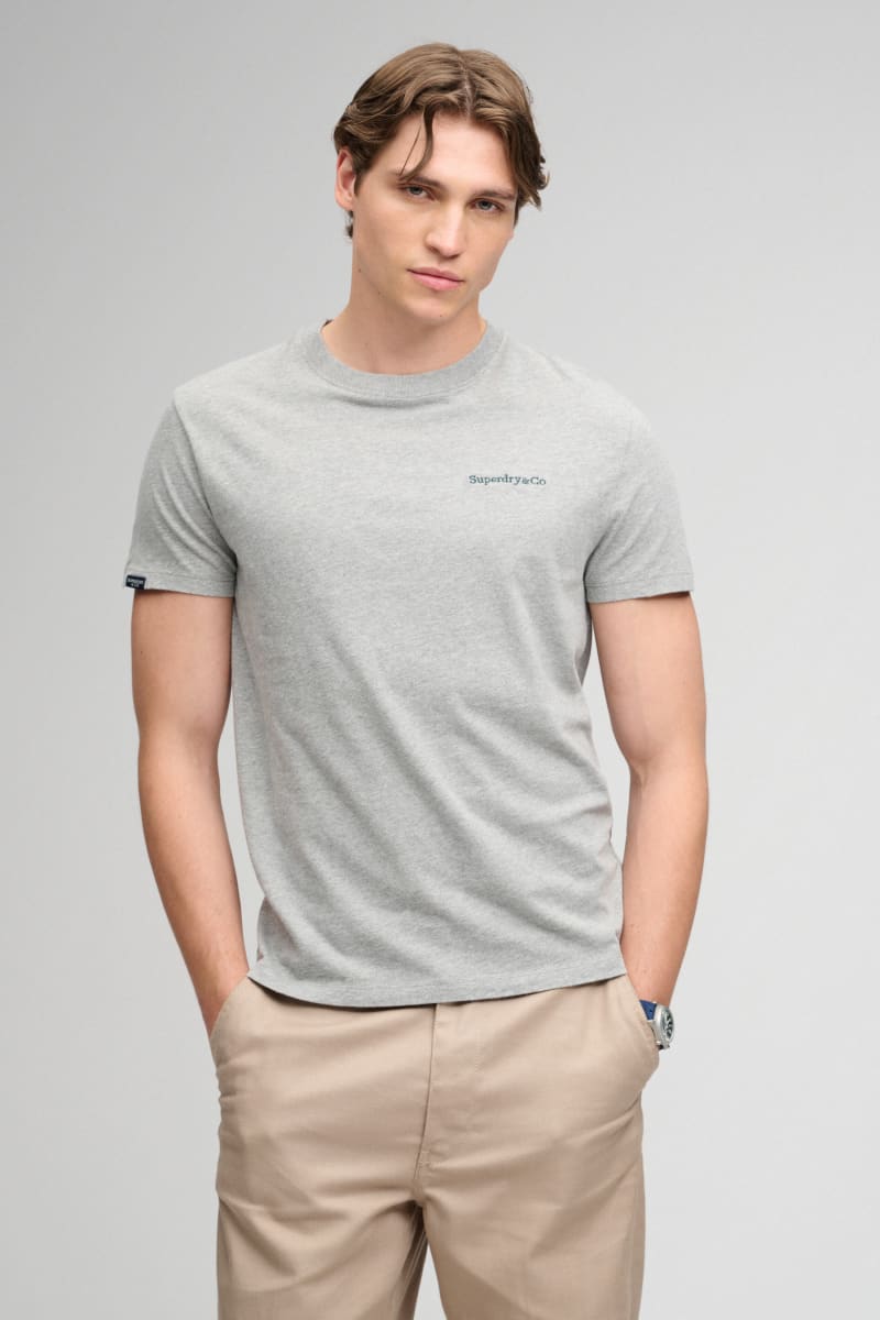 Superdry Essential Company Logo Tee - Sleet Grey Marl/Green