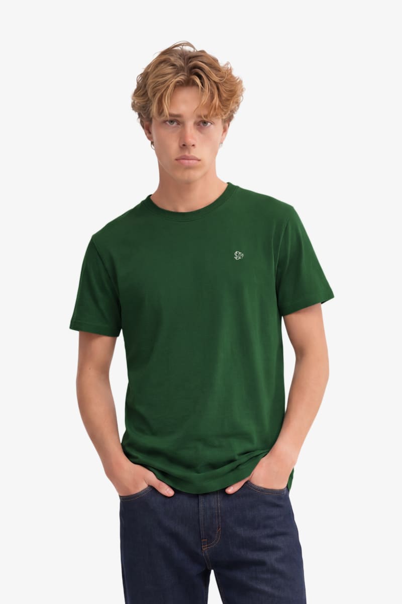 Superdry Essential SDCO Logo Embroidered Tee - Rich Boston Green/Cream