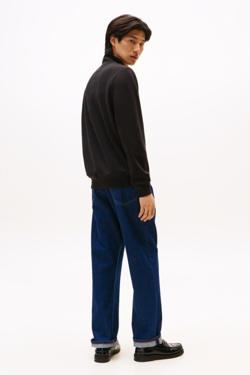 Tommy Hilfiger 37233 Regular Fit Essential Fleece Quarter Zip Sweatshirt Black
