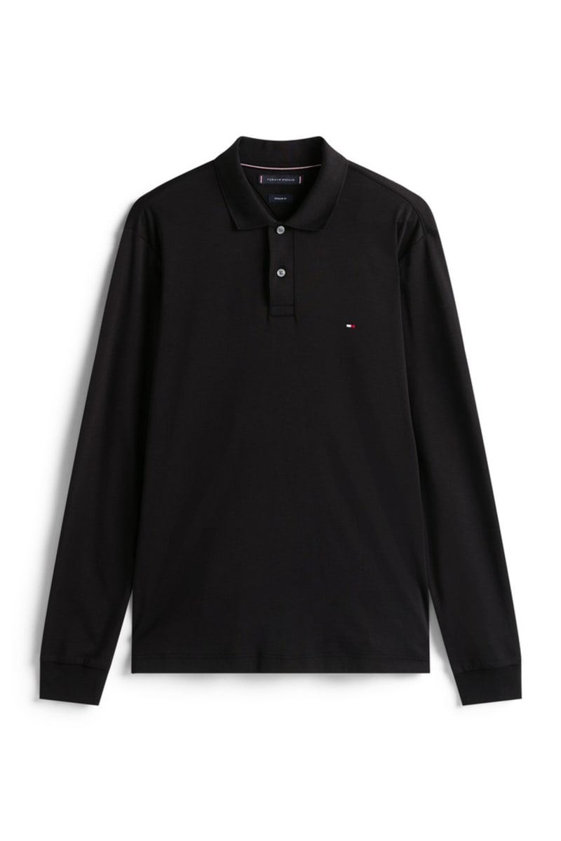 Tommy Hilfiger 37317 Liquid Cotton Long Sleeve Regular Fit Polo Shirt Black