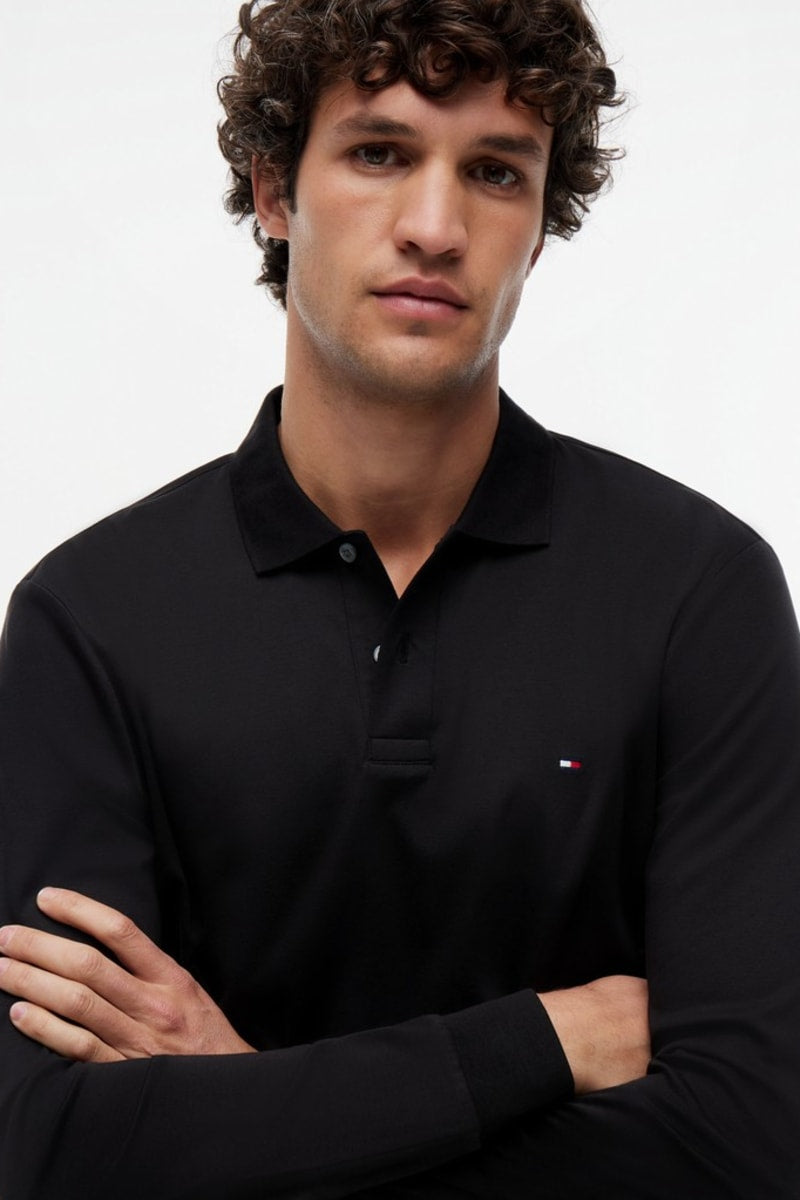 Tommy Hilfiger 37317 Liquid Cotton Long Sleeve Regular Fit Polo Shirt Black