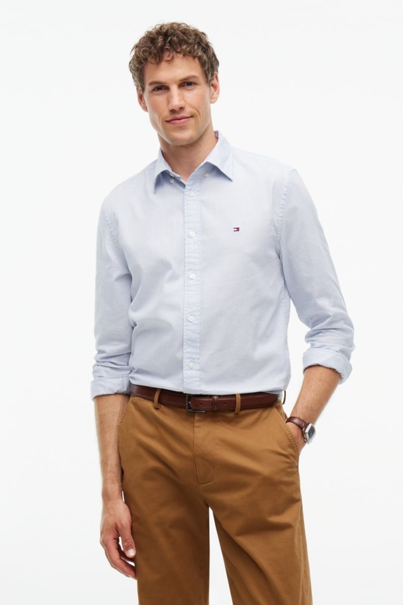 Tommy Hilfiger 44600 Dobby Structure Regular Fit Shirt Sweet Blue