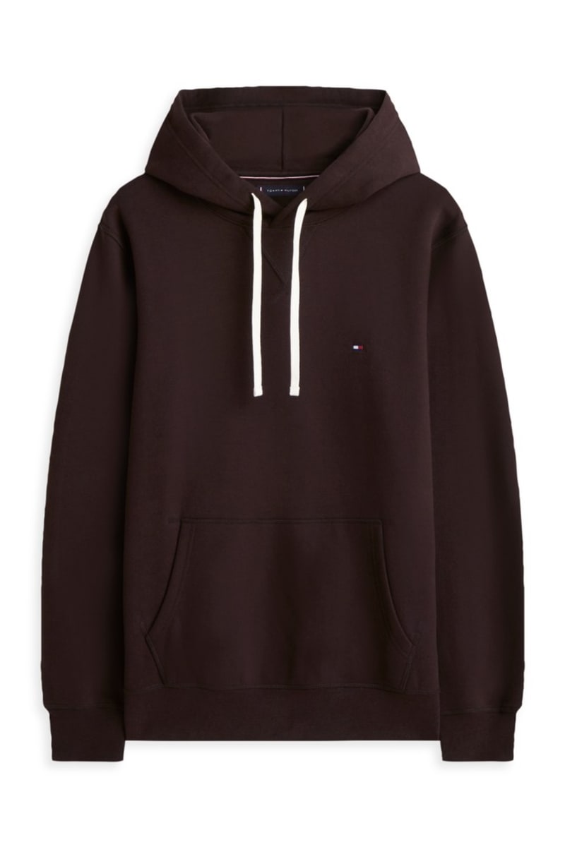 Tommy Hilfiger MW0MW39997 Essential Regular Fit Fleece Hoodie Chocolate