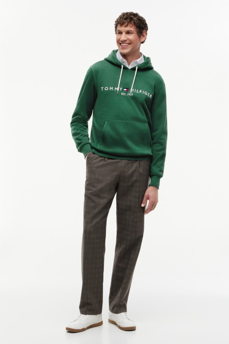 Hilfiger Logo Hoody Aw26 - ORNA GREEN