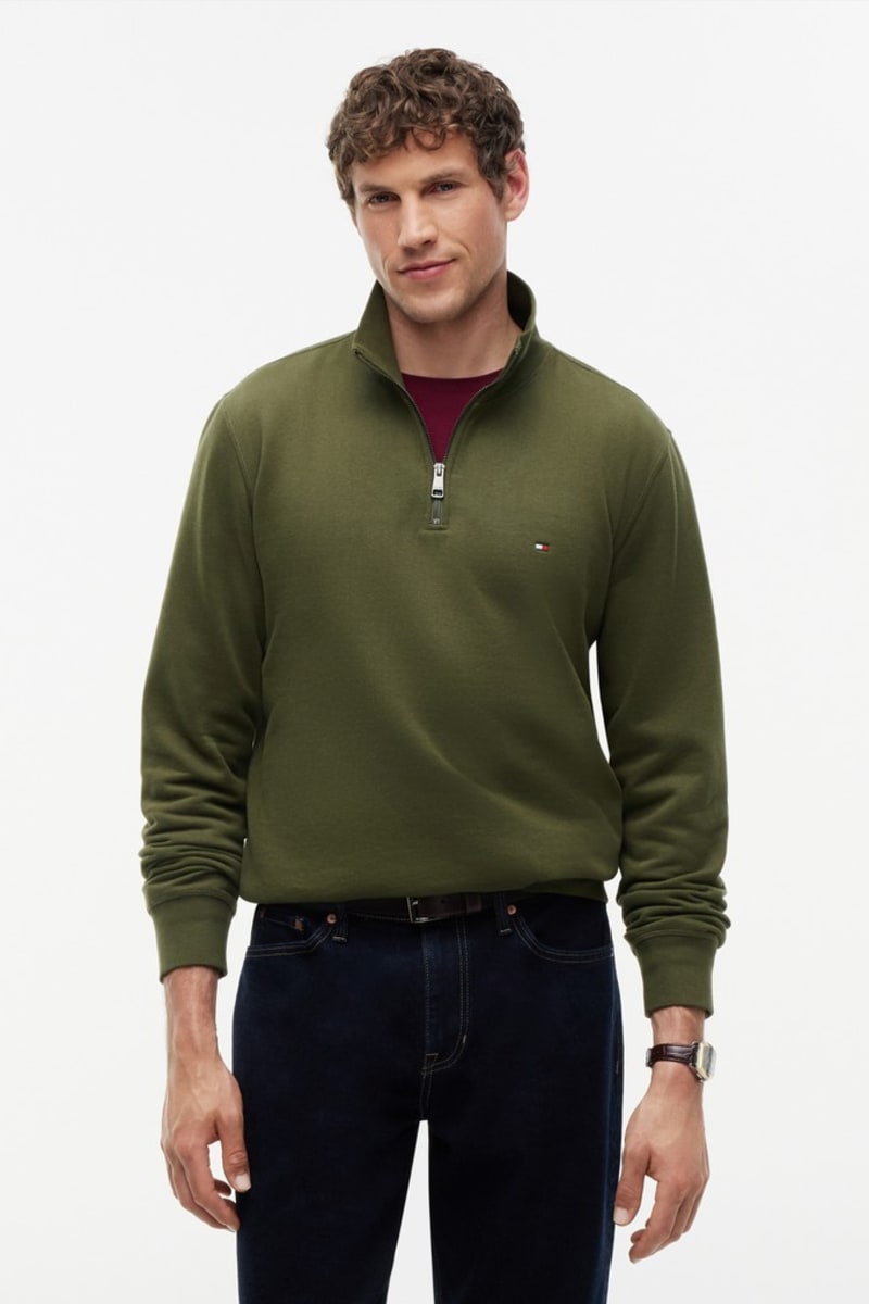 Hilfiger Ess Fleece 1/4 Aw26 - HUNT GREE