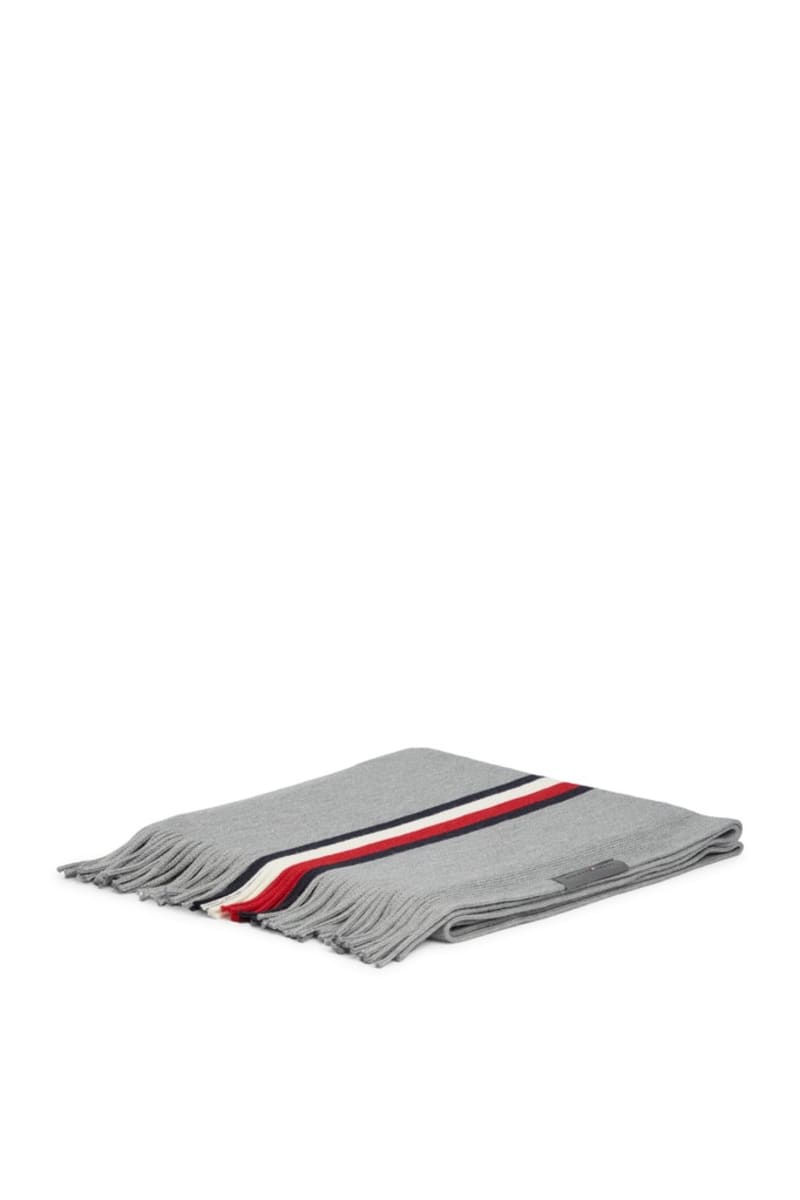 Tommy Hilfiger RWB Rashelle Scarf in Medium Grey Heather, stripe detail