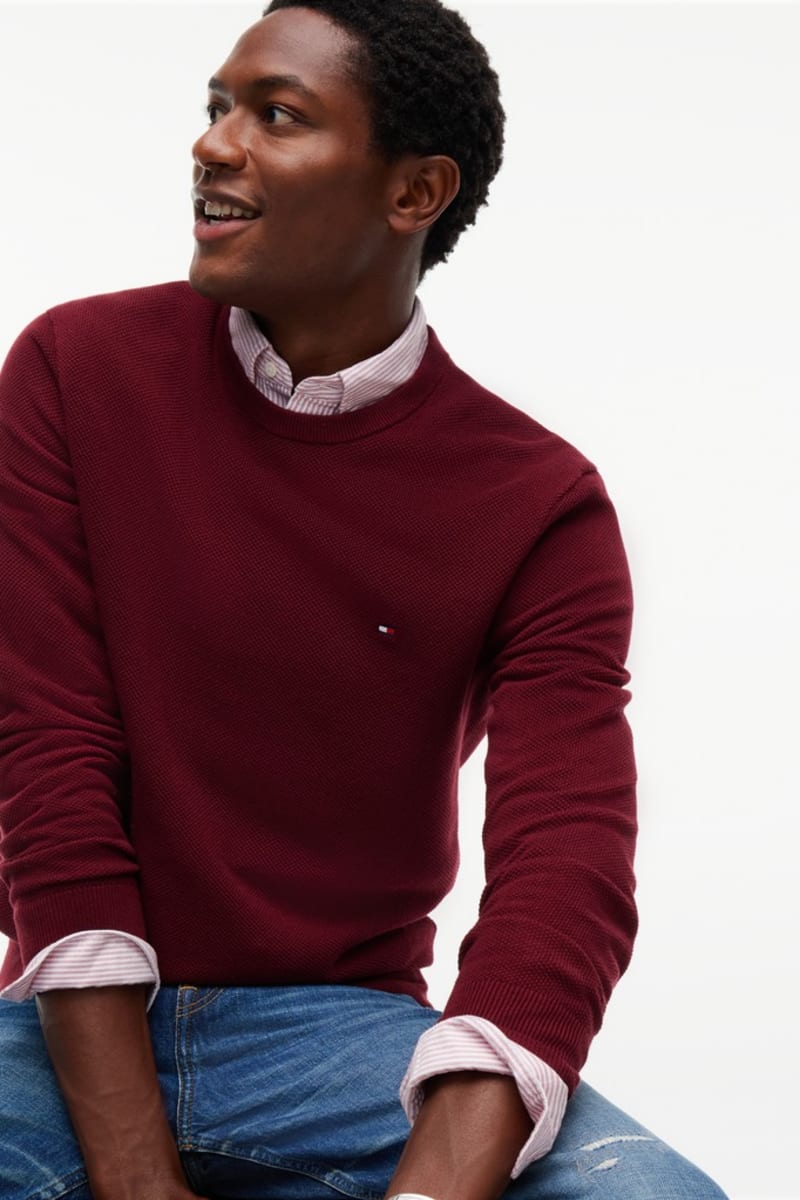 Tommy Hilfiger 36347 Essential Structure Crew Neck Jumper Burgundy