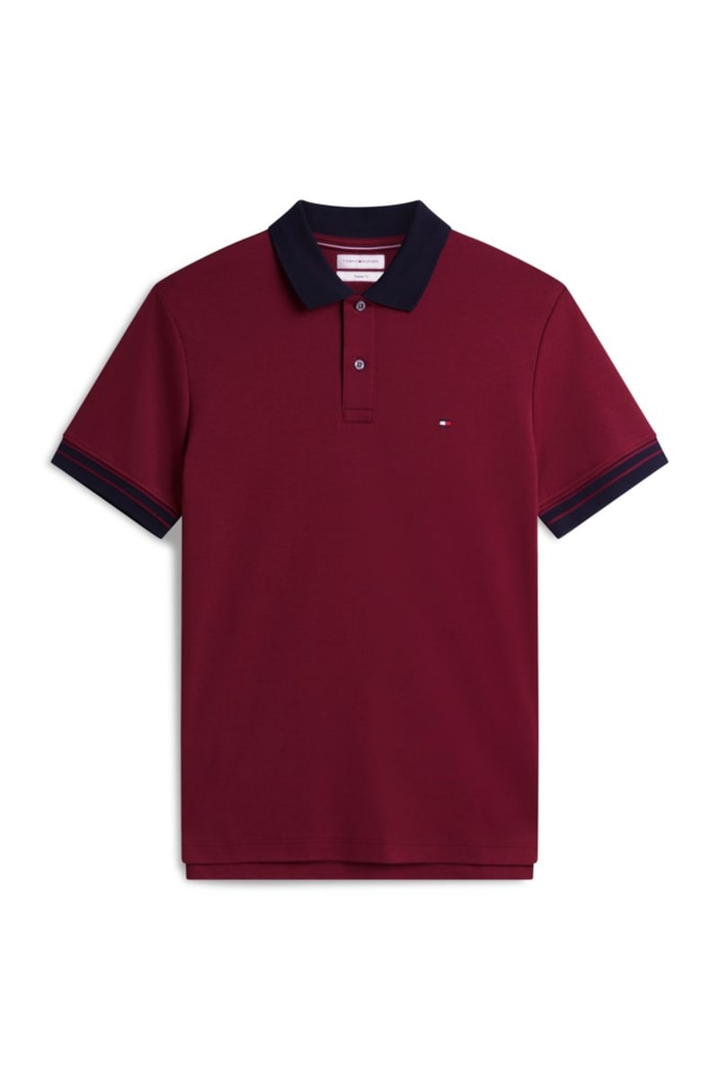 Tommy Hilfiger 44658 Interlock Placket Regular Fit Polo Shirt Burgundy